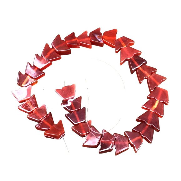 Unique Oldstock Carnelian Agate Blunt Arrow Shaped Beads 14" Strand of 31 Beads - Picture 2 of 5